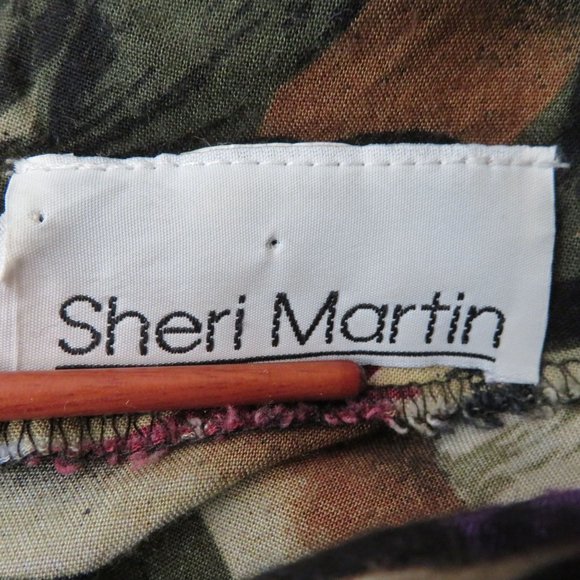 Vintage Sheri Martin Knee Length Shift Dress Floral Ruffle Hem Hawaiian MuuMuu - Picture 9 of 11